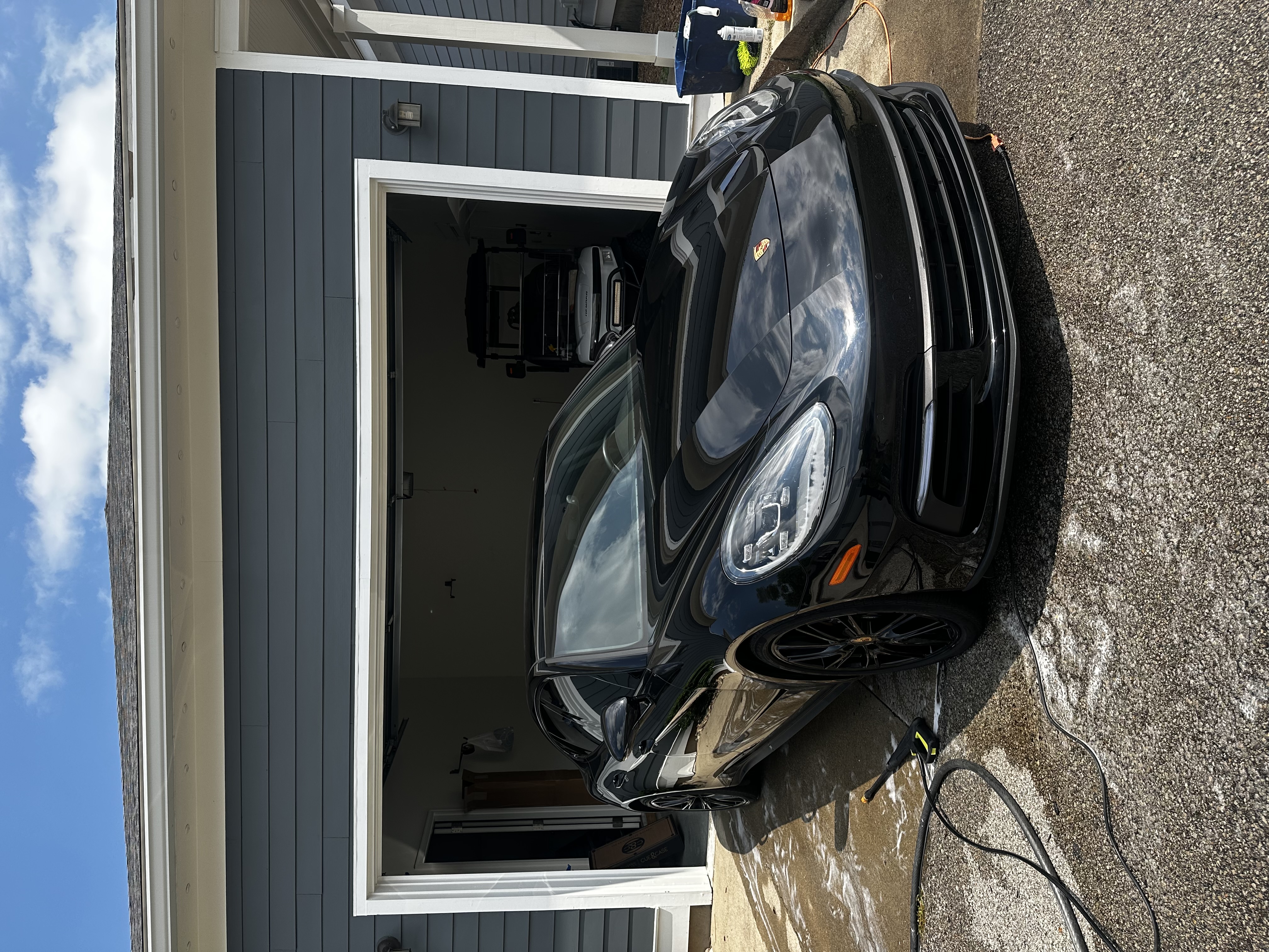 Freshly detailed black Porsche